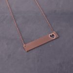 bar necklace heart diamonds gold for her