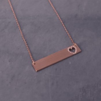 bar necklace heart diamonds gold for her