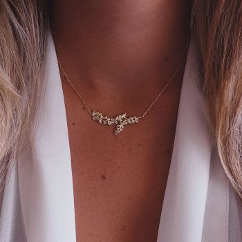 eucalyptus flower gold necklace